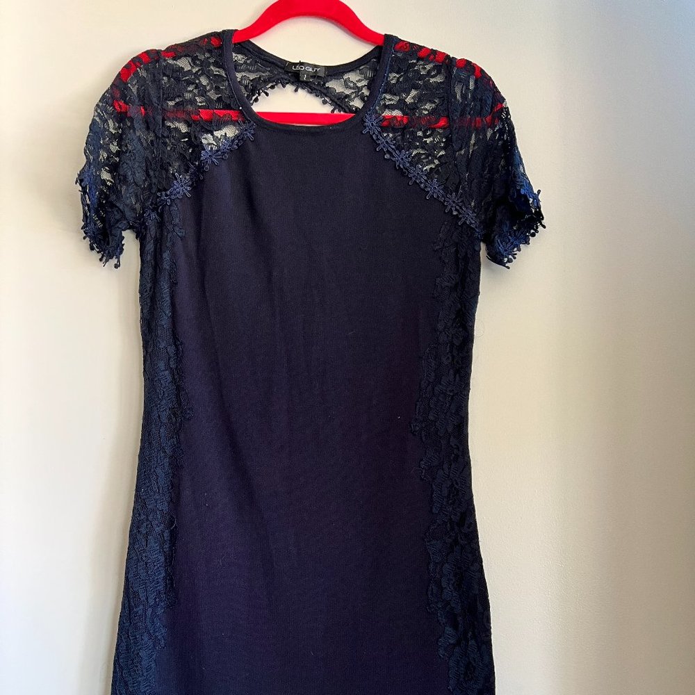Leo Guy Navy Lace Knit Dress